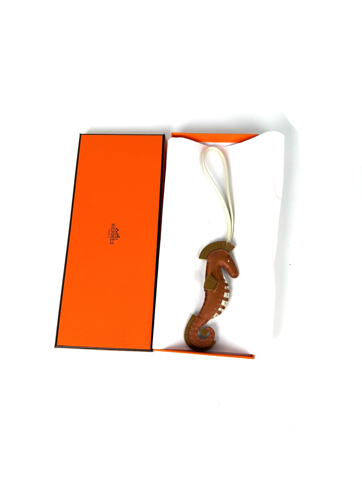 Hermes Seahorse Milo Gold Kraft Craie Lambskin Hippo Leather Bag Charm