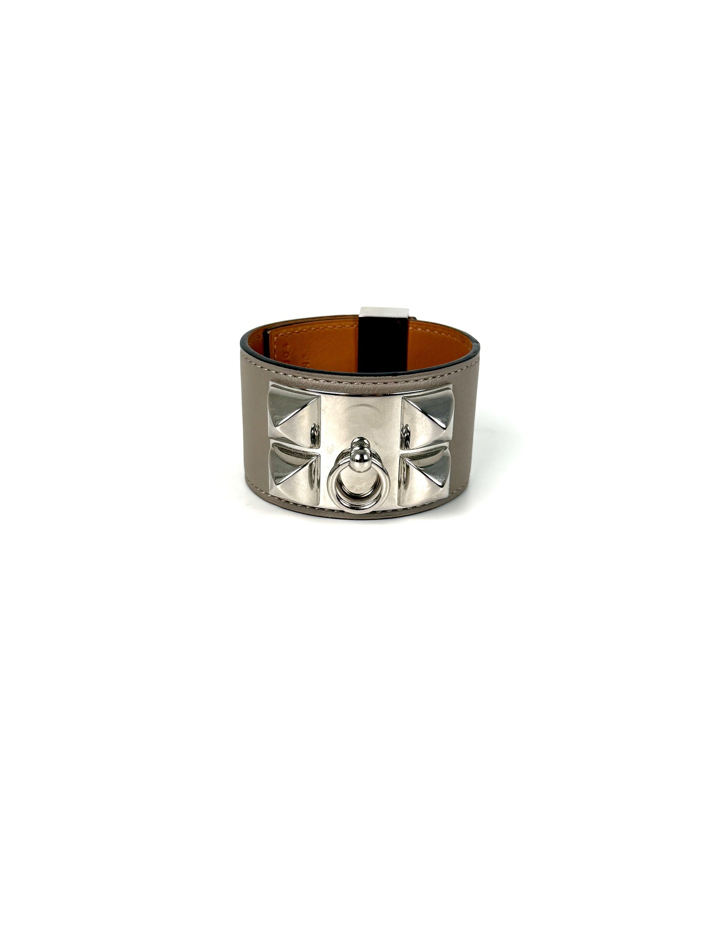 HERMES Collier de Chien Etoupe Leather Bracelet T3