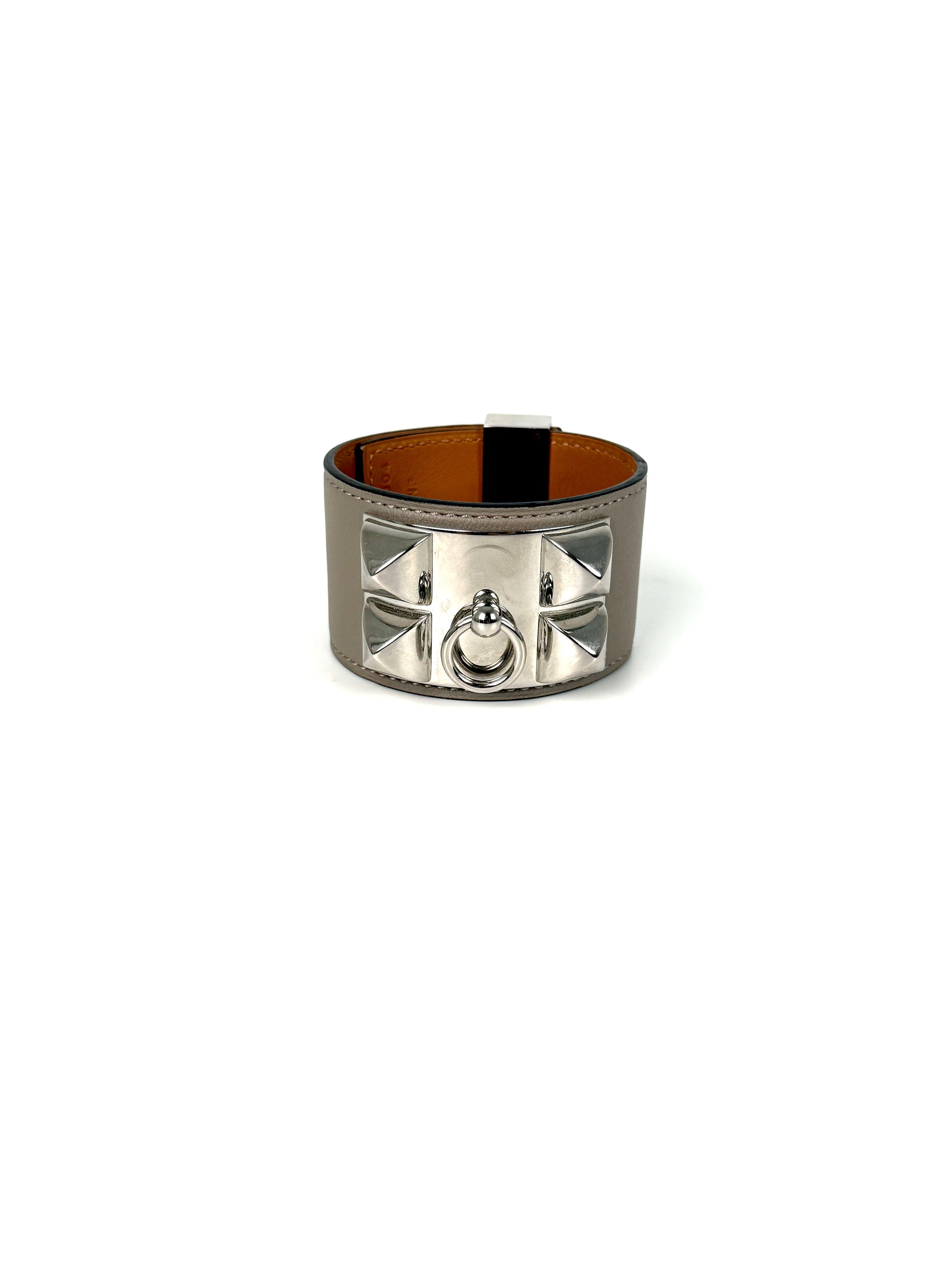 HERMES Collier de Chien Etoupe Leather Bracelet T3