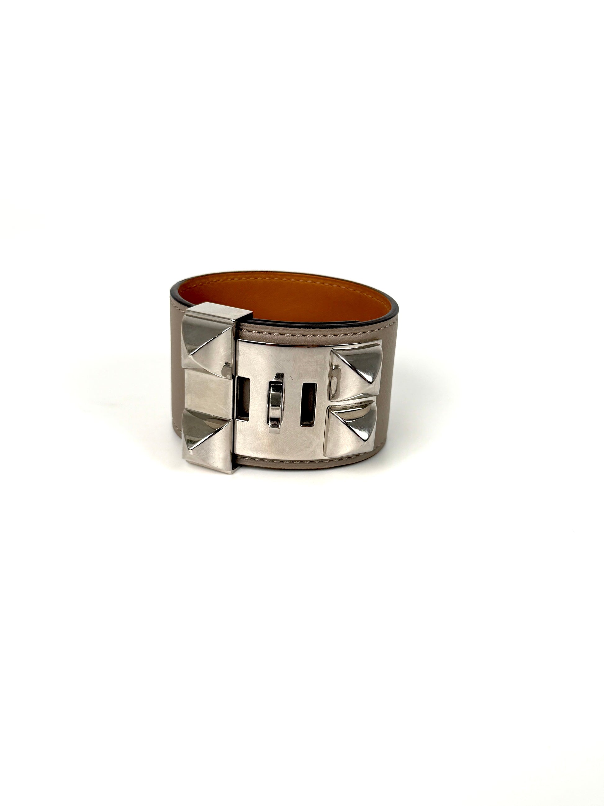 HERMES Collier de Chien Etoupe Leather Bracelet T3
