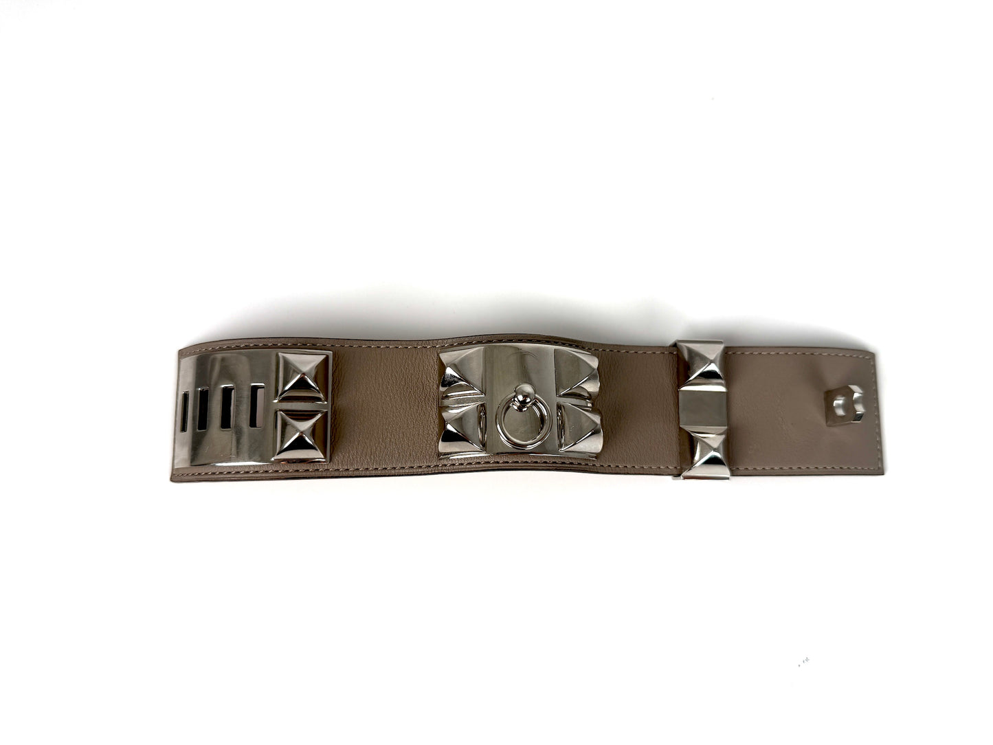 HERMES Collier de Chien Etoupe Leather Bracelet T3