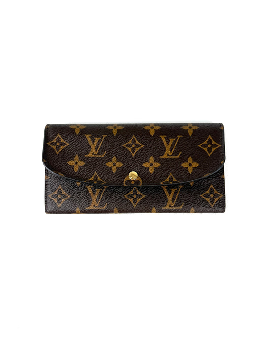 LOUIS VUITTON Emilie Fuchsia Monogram Brown Long Flap Wallet