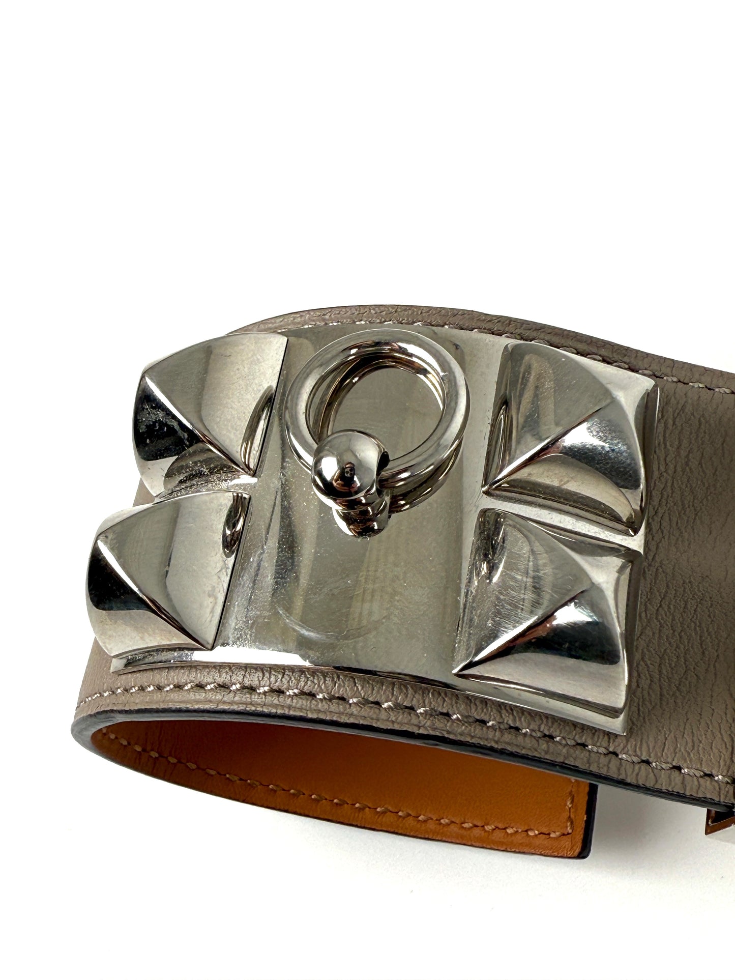 HERMES Collier de Chien Etoupe Leather Bracelet T3