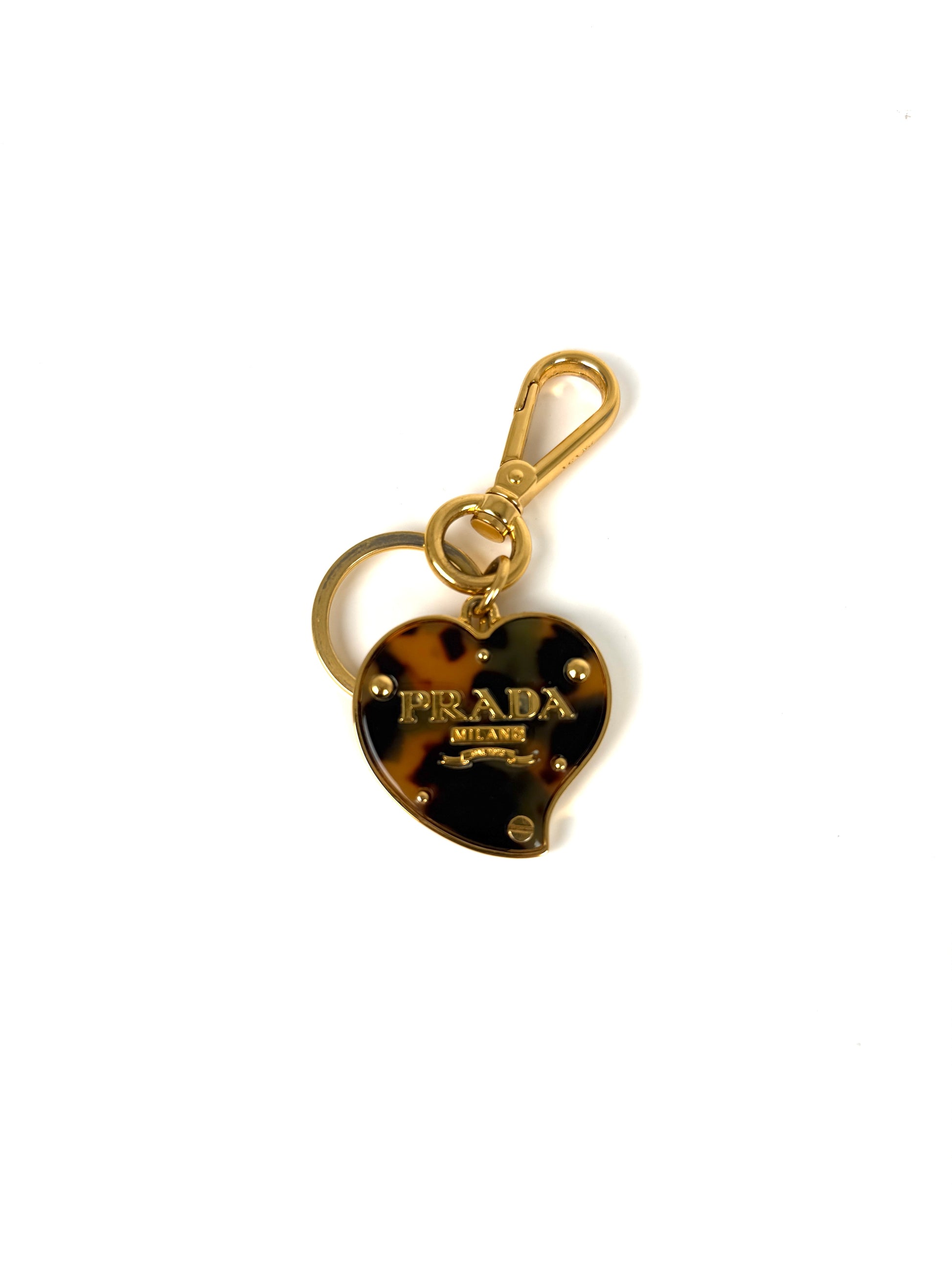 PRADA Heart Leopard Print Brown Key Holder Handbag Charm