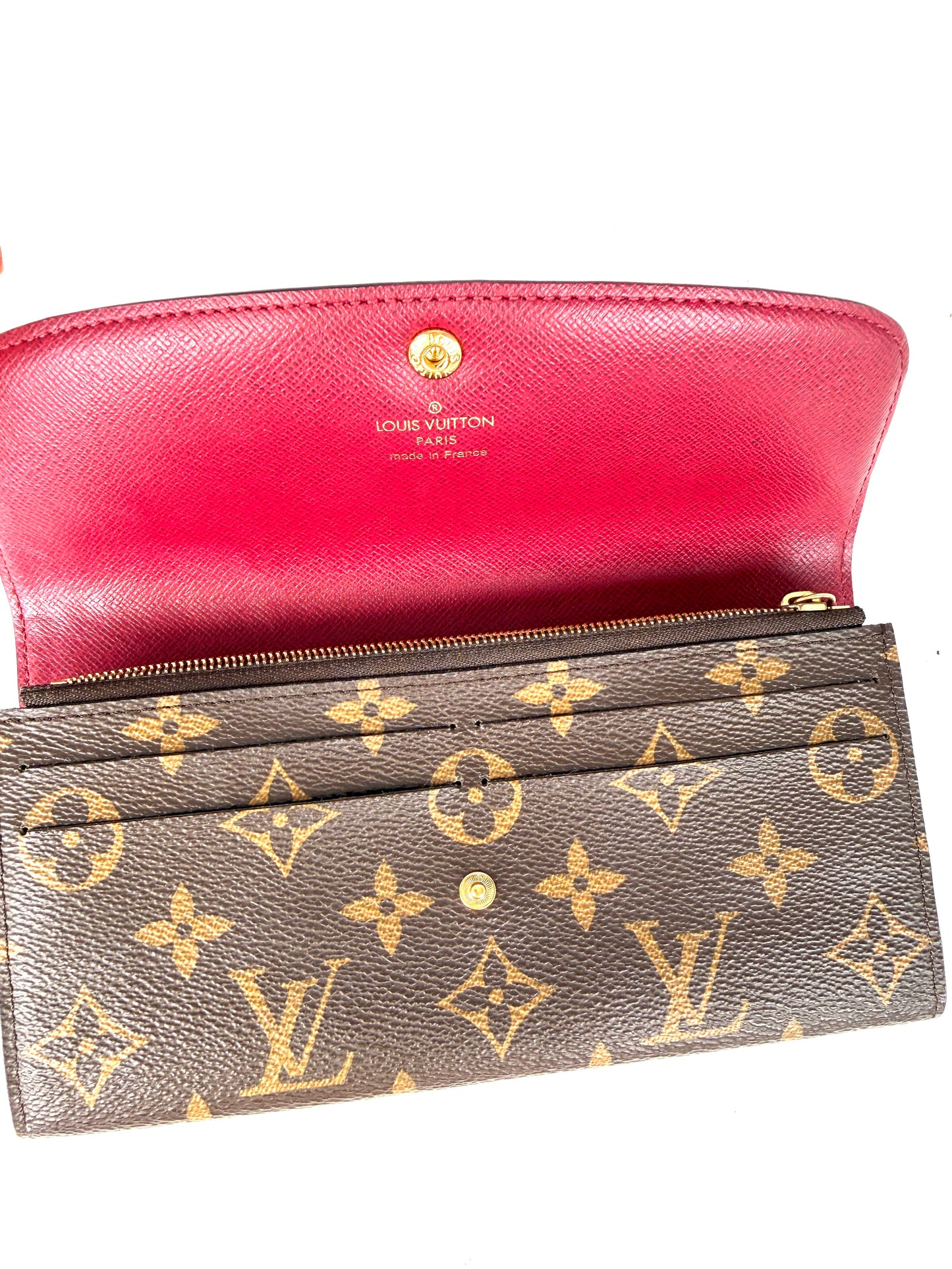 LOUIS VUITTON Emilie Fuchsia Monogram Brown Long Flap Wallet