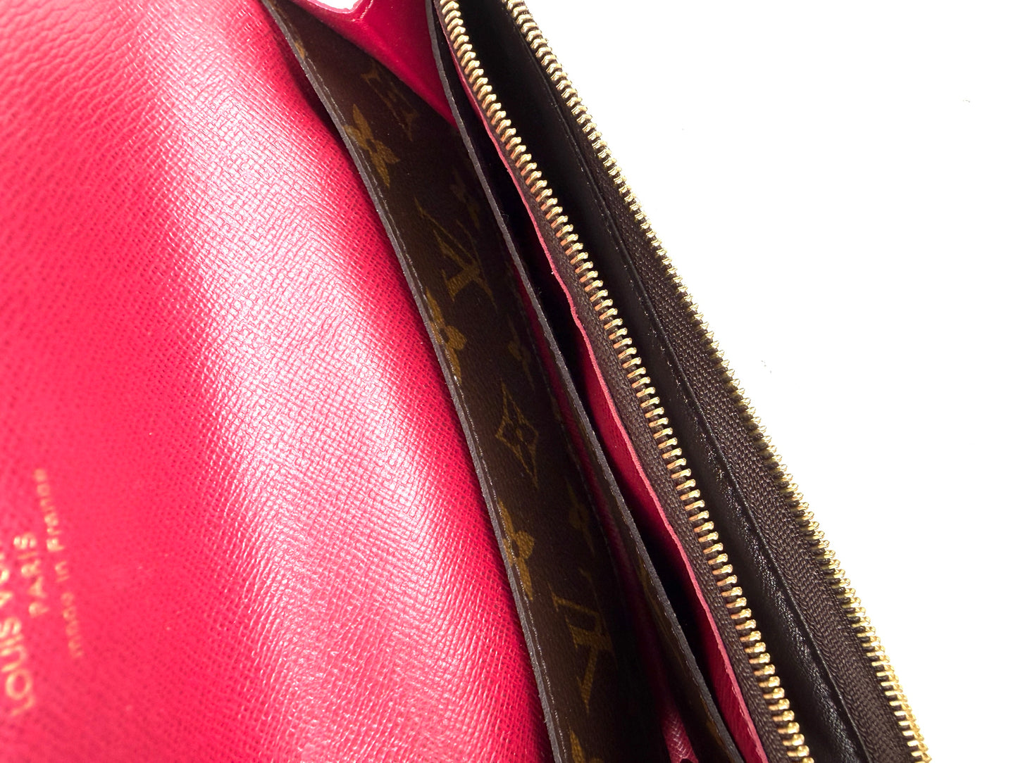 LOUIS VUITTON Emilie Fuchsia Monogram Brown Long Flap Wallet