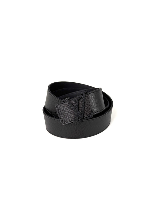 LOUIS VUITTON Initiales Black Monochrome Taiga Leather Belt 85, 34