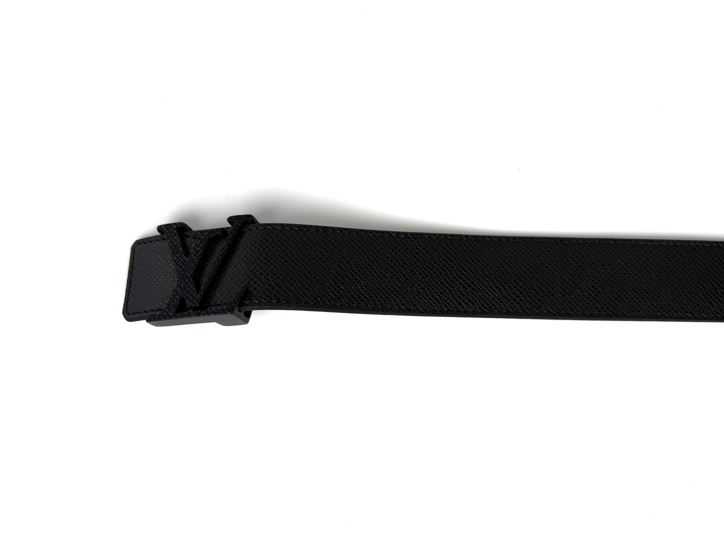 LOUIS VUITTON Initiales Black Monochrome Taiga Leather Belt 85, 34