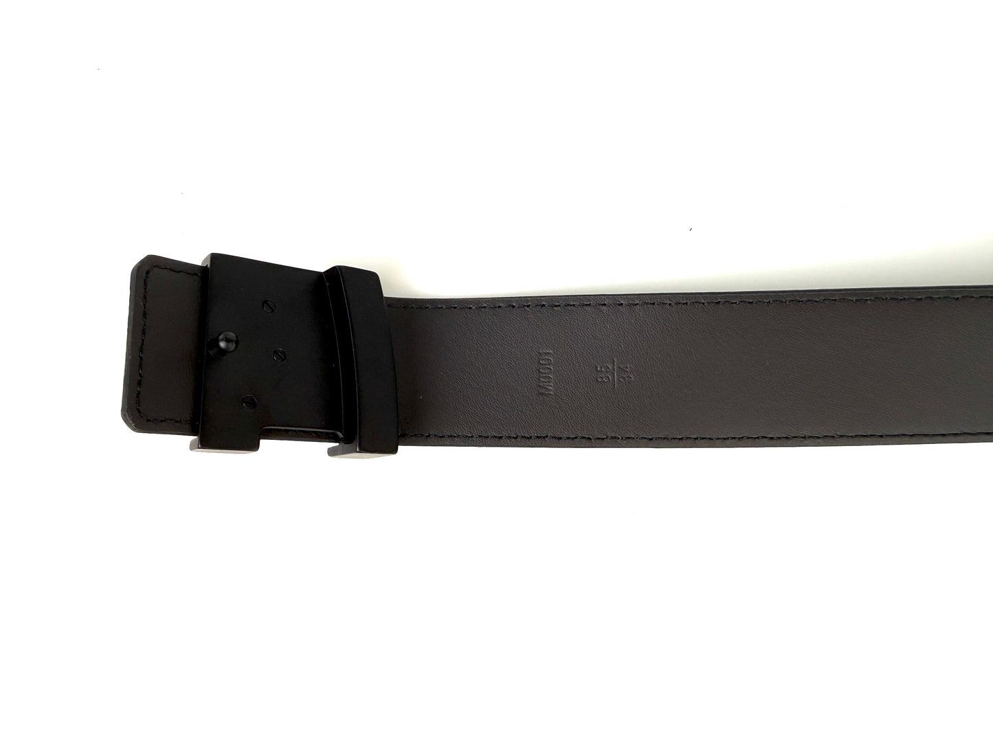 LOUIS VUITTON Initiales Black Monochrome Taiga Leather Belt 85, 34
