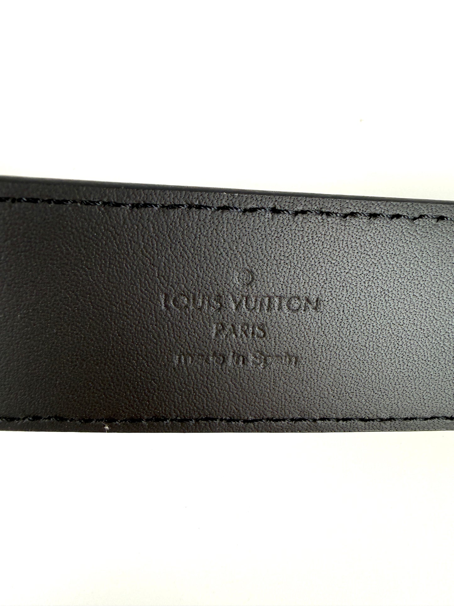 LOUIS VUITTON Initiales Black Monochrome Taiga Leather Belt 85, 34