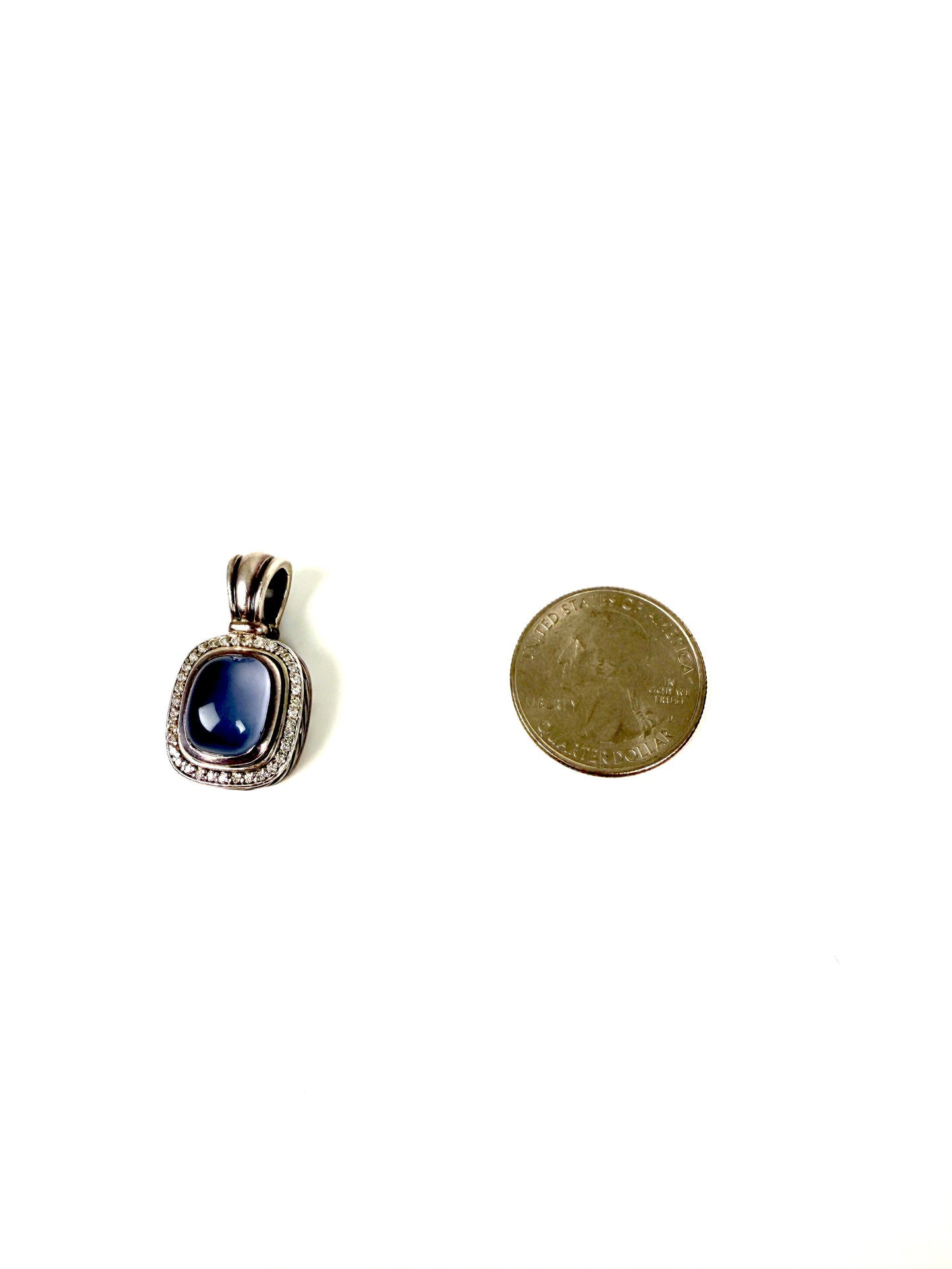 DAVID YURMAN Blue Chalcedony Diamond Cable Enhancer Sterling Silver Pendant