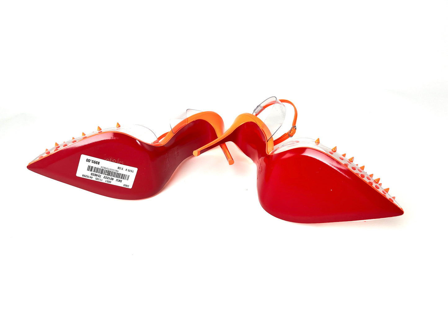 New Christian Louboutin Spikoo Neon Fluo Orange Perle PVC Pumps Heels 39.5 9