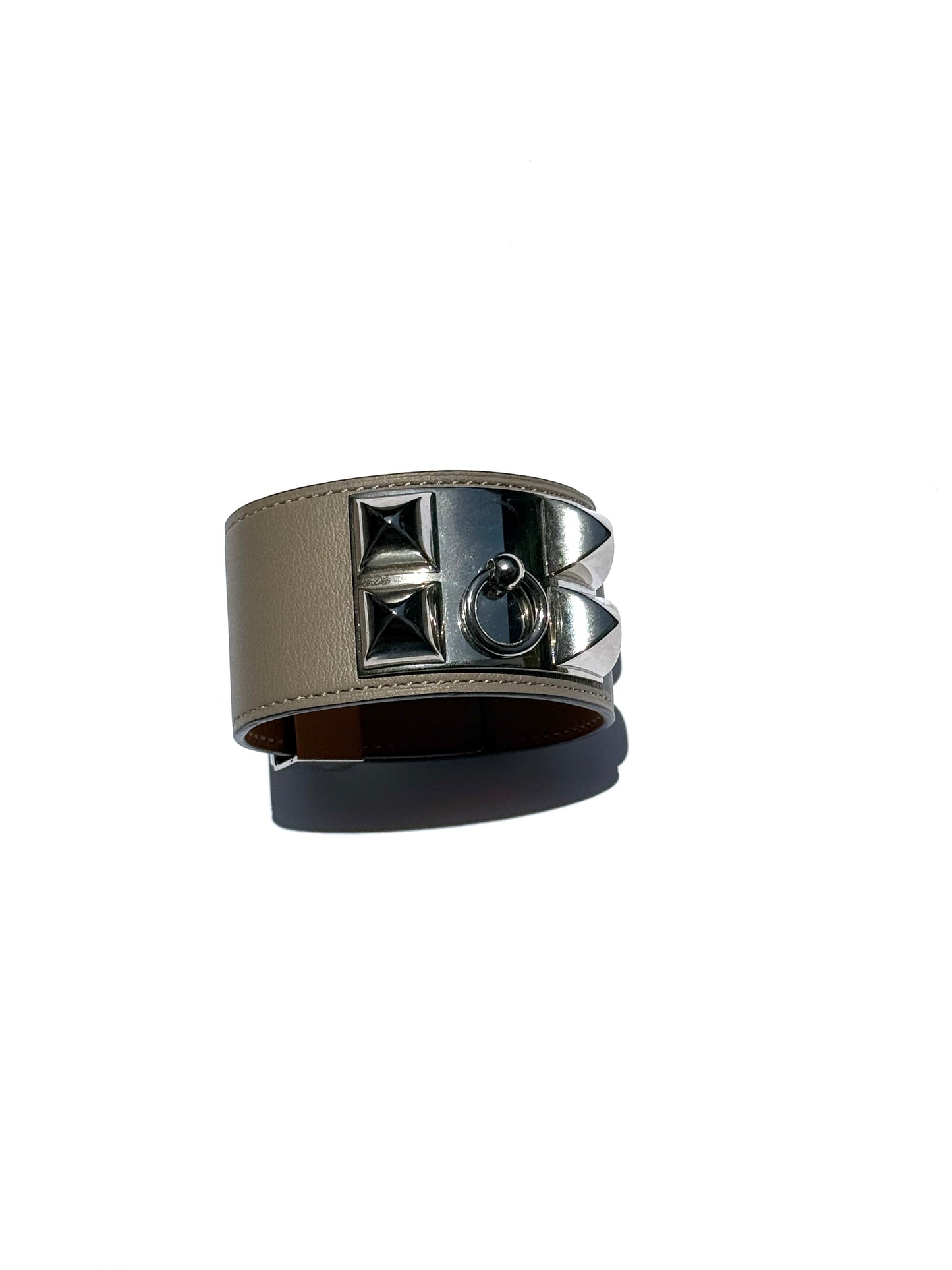 HERMES Collier de Chien Etoupe Leather Bracelet T3