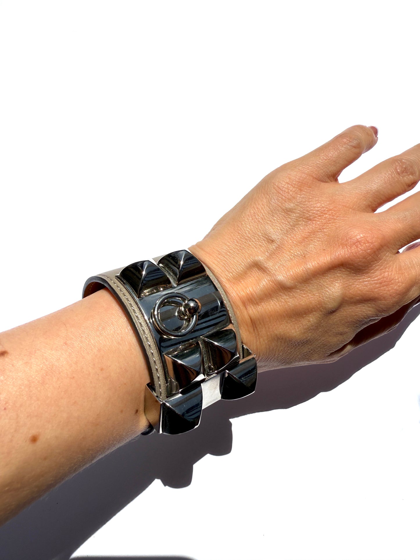 HERMES Collier de Chien Etoupe Leather Bracelet T3