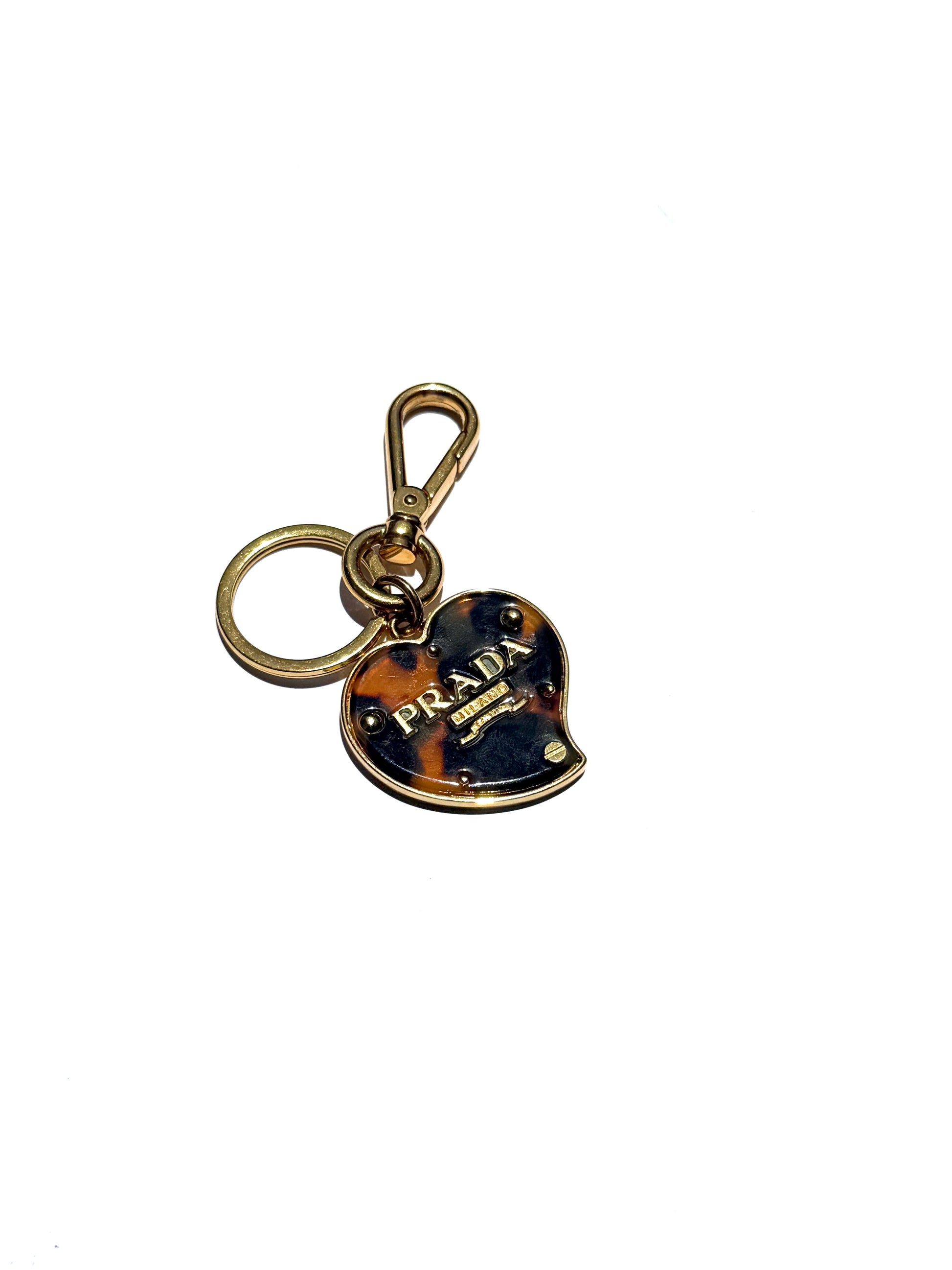 PRADA Heart Leopard Print Brown Key Holder Handbag Charm