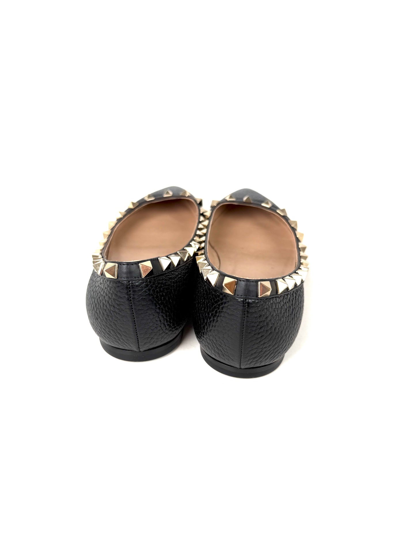 Valentino Garavani Rockstud Black Leather Pointed Toe Flats 36.5, 6.5