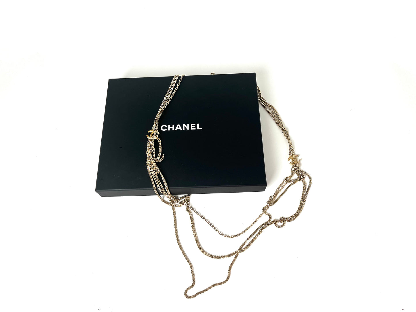 CHANEL Gold Triple Strand Strass 2016 Long Necklace