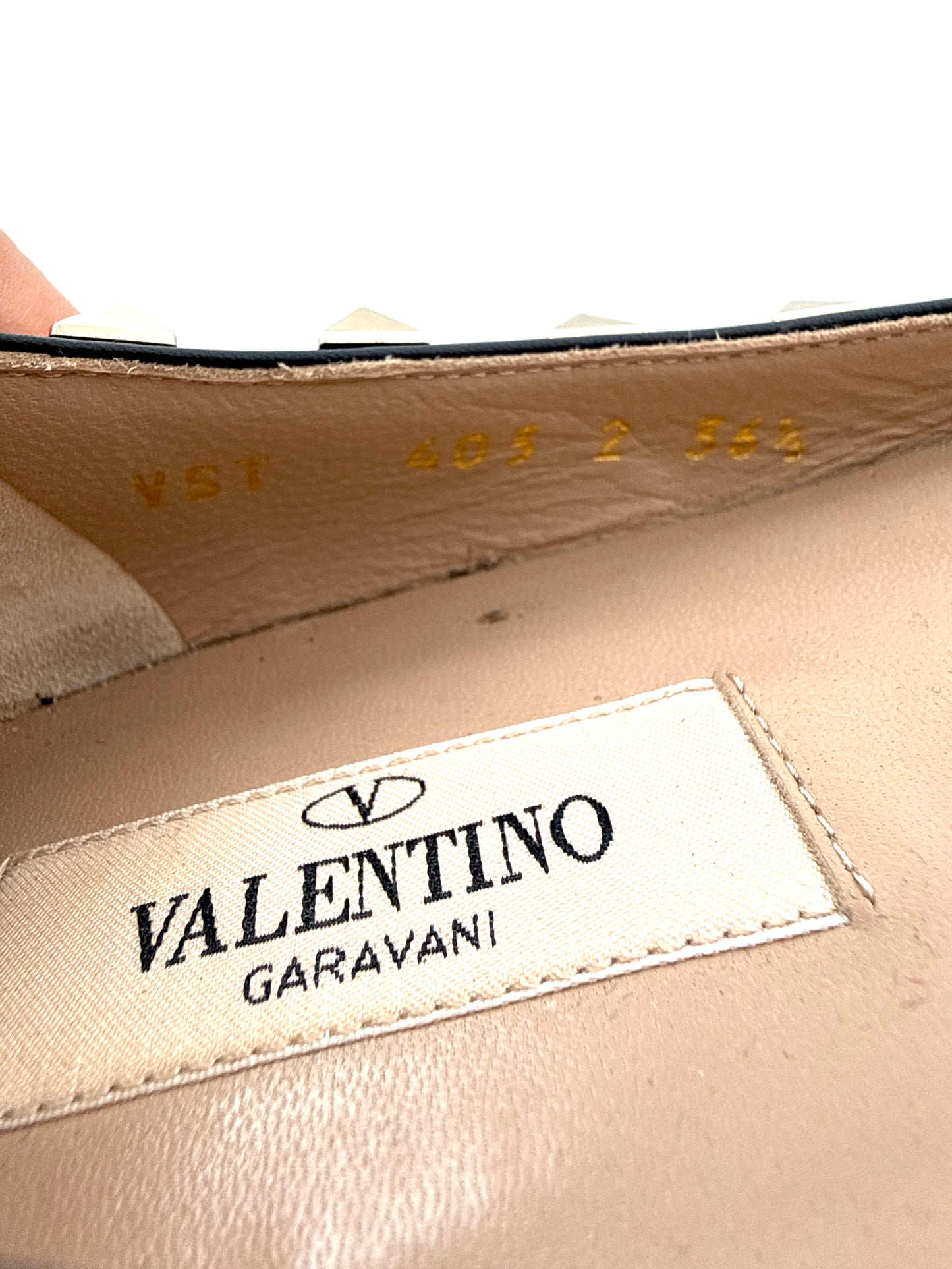 Valentino Garavani Rockstud Black Leather Pointed Toe Flats 36.5, 6.5
