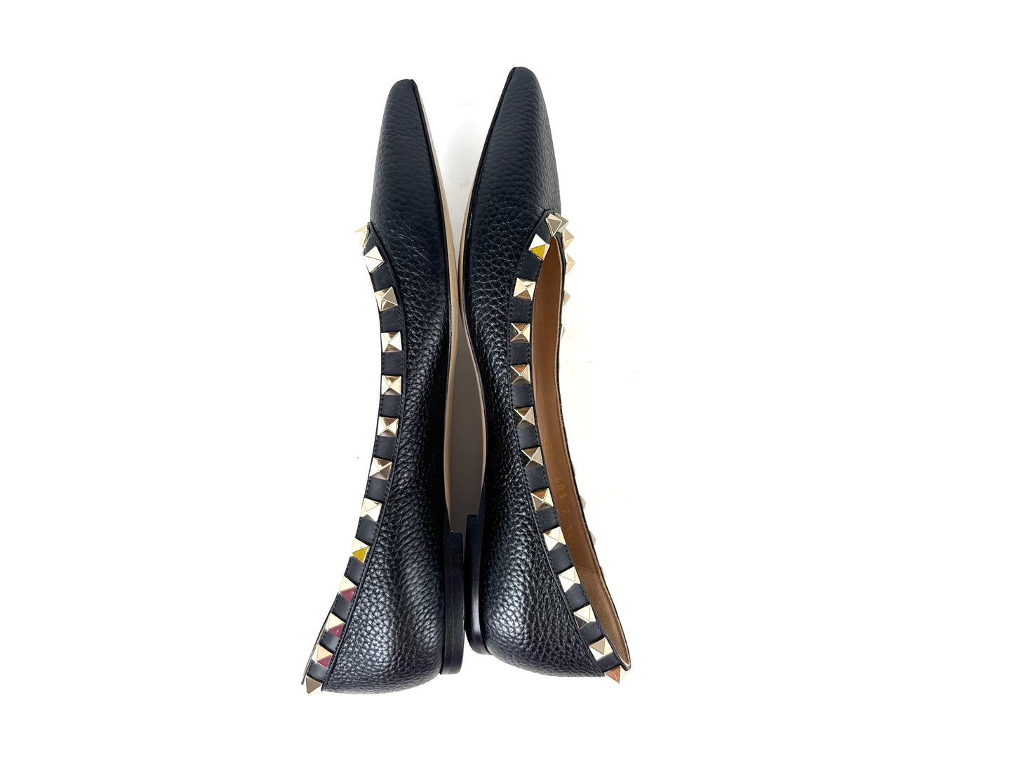 Valentino Garavani Rockstud Black Leather Pointed Toe Flats 36.5, 6.5