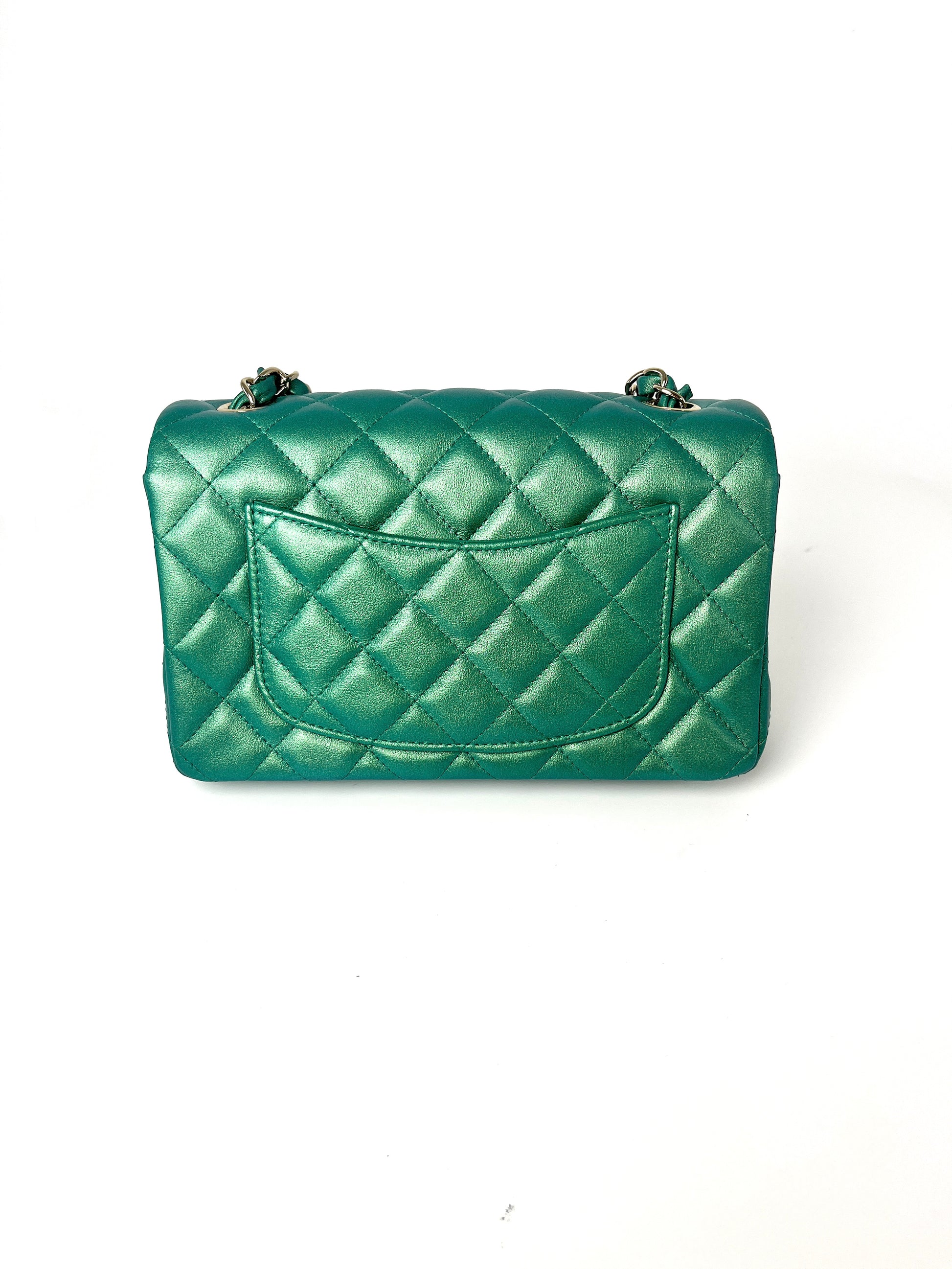 CHANEL Iridescent Green 2022 Rectangular Mini Flap Bag