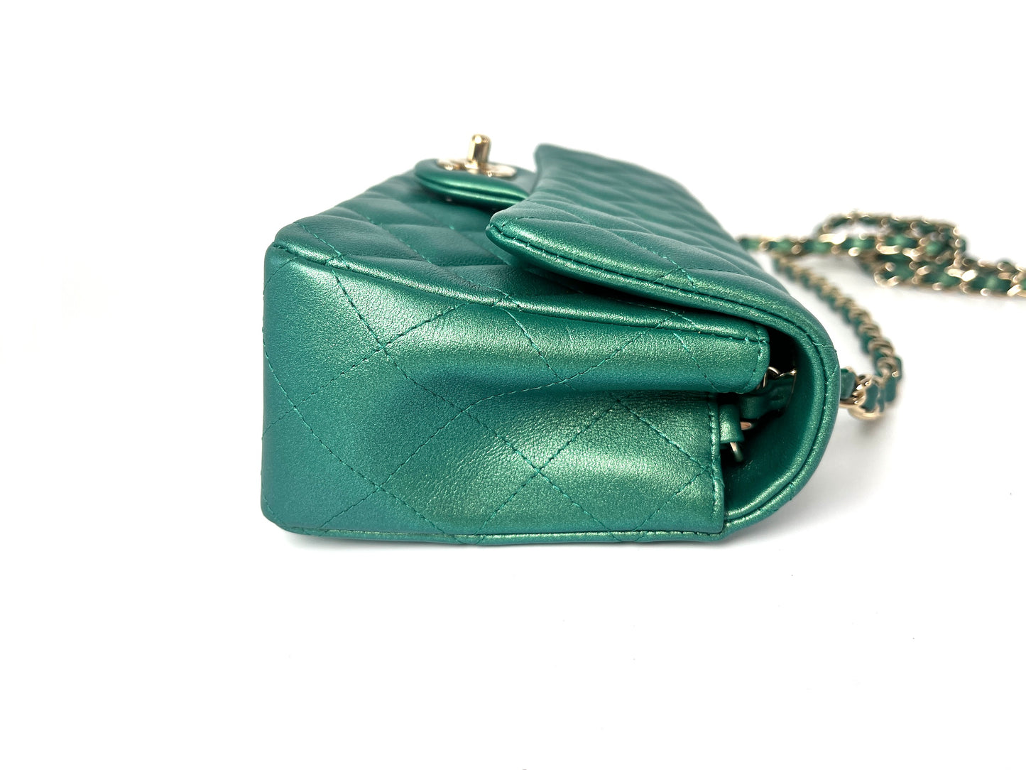 CHANEL Iridescent Green 2022 Rectangular Mini Flap Bag