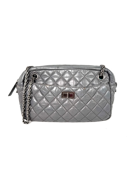 CHANEL Reissue Camera Quilted Gray Leather Crossbody Bag 