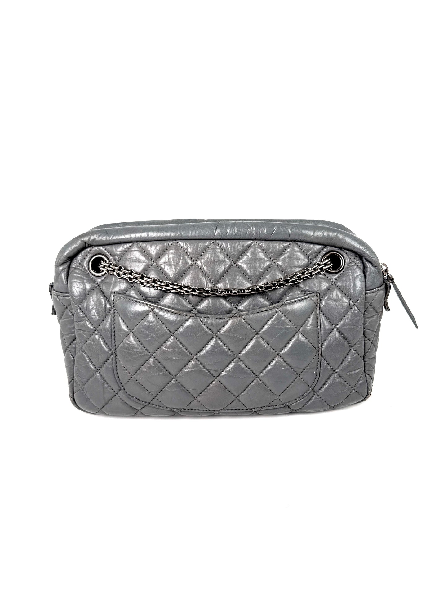 CHANEL Reissue Camera Quilted Gray Leather Crossbody Bag