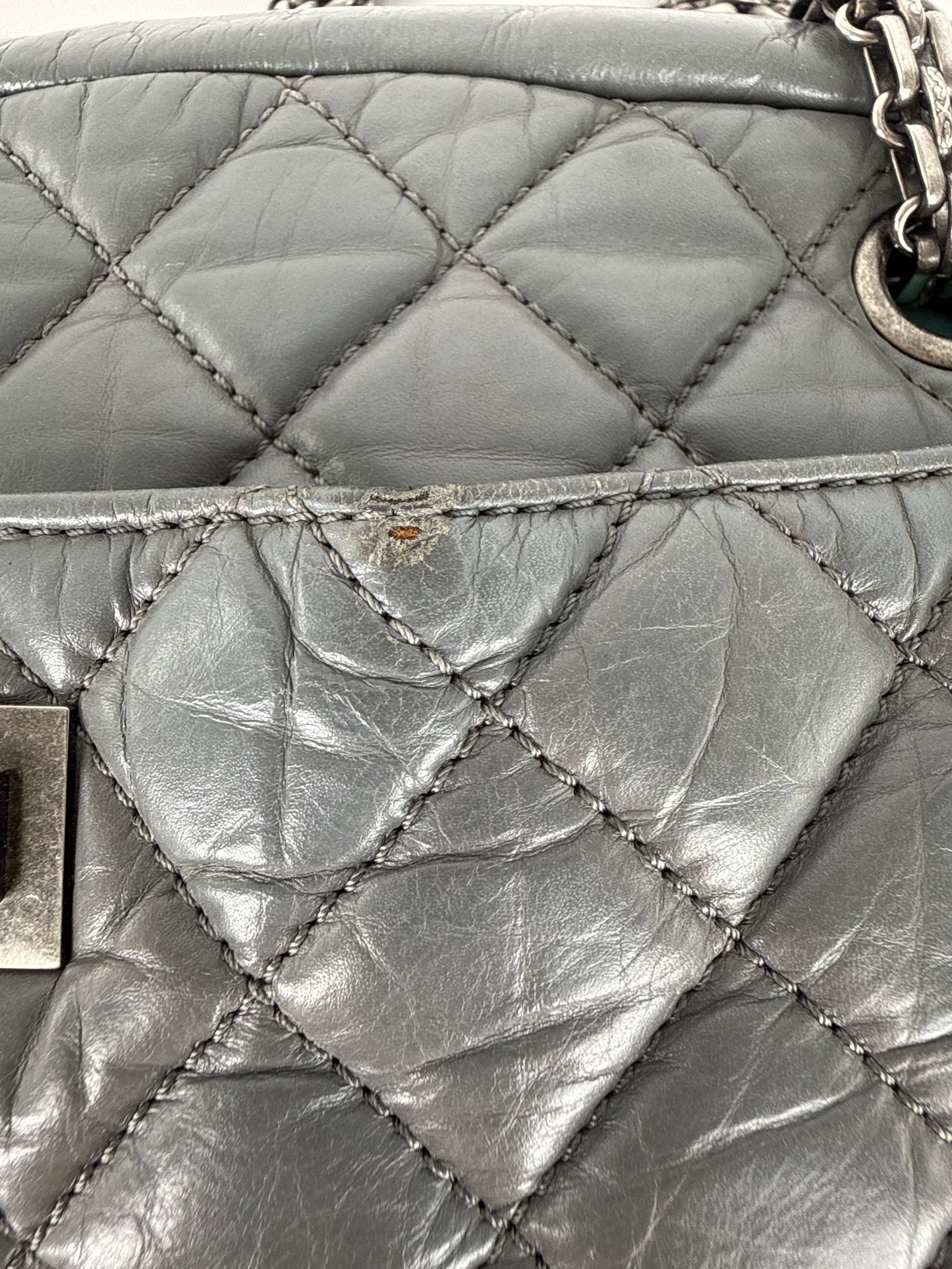 CHANEL Reissue Camera Quilted Gray Leather Crossbody Bag