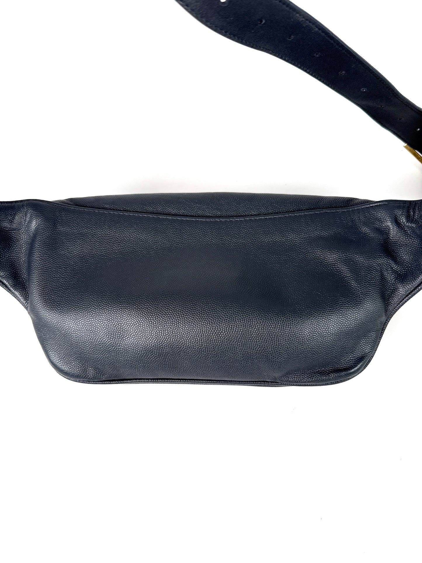Saint Laurent YSL Cassandre Grain de Poudre Charcoal Leather Waist Belt Bag