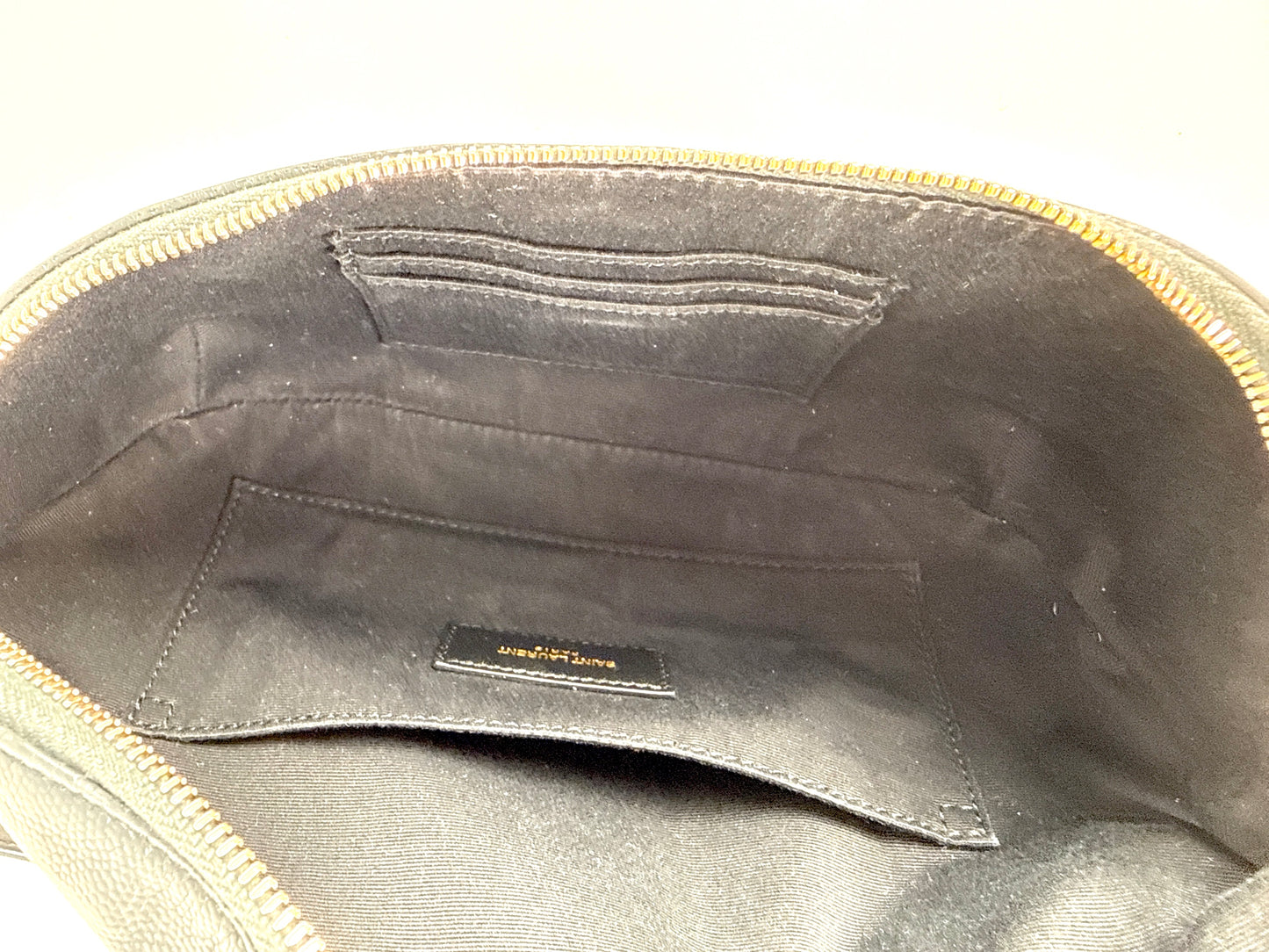 Saint Laurent YSL Cassandre Grain de Poudre Charcoal Leather Waist Belt Bag