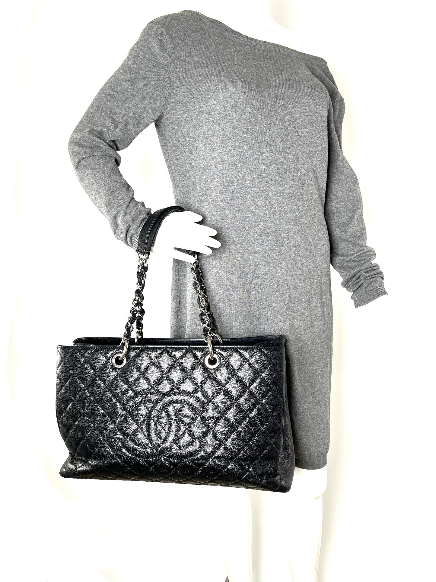 CHANEL Grand Shopping XL Caviar Quilted Black Tote