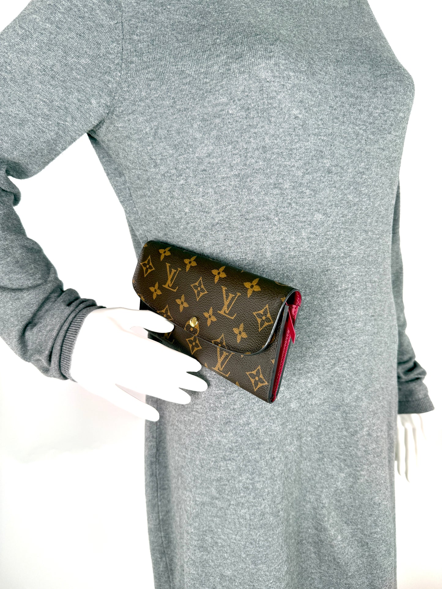 LOUIS VUITTON Emilie Fuchsia Monogram Brown Long Flap Wallet