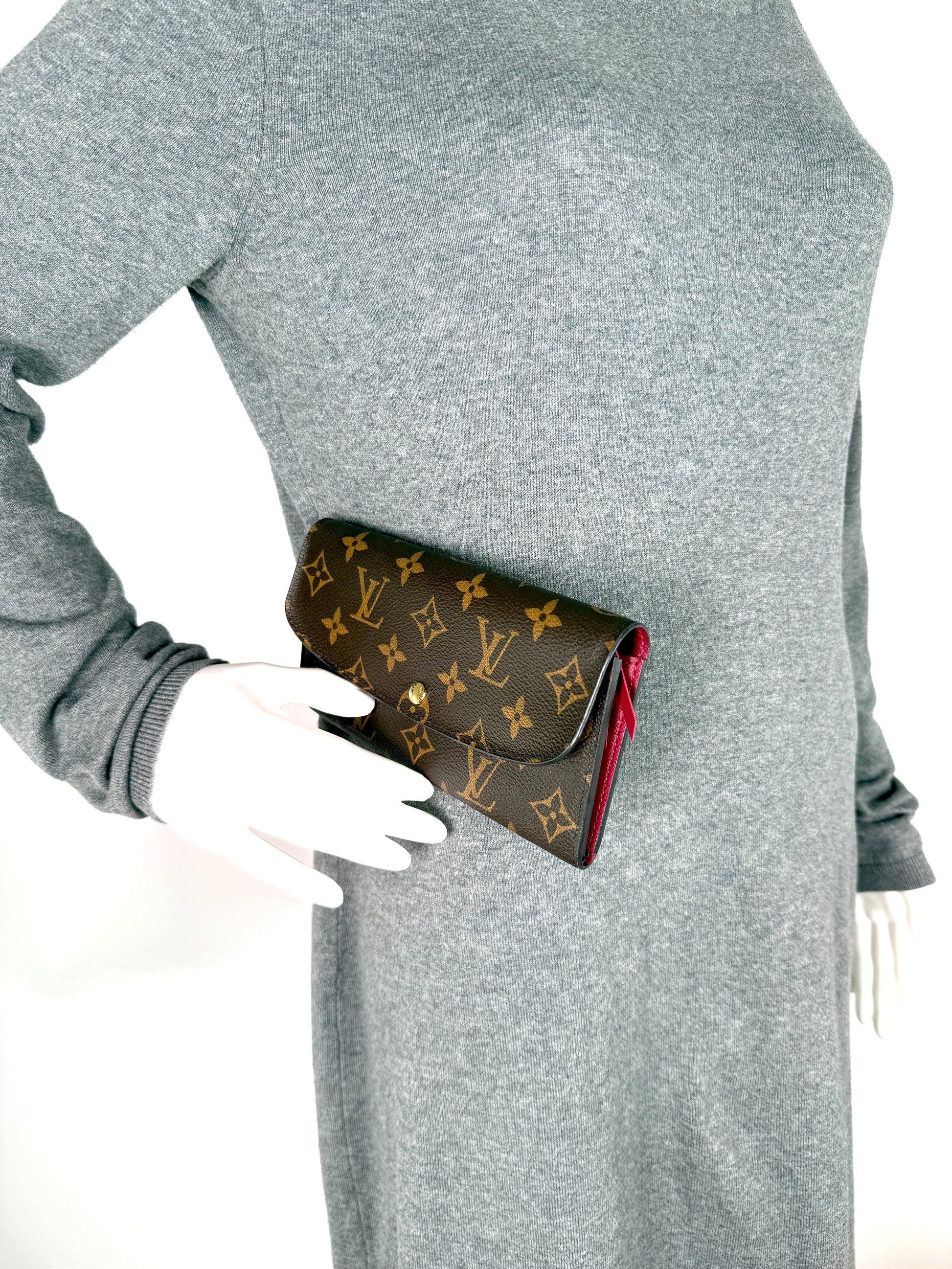 LOUIS VUITTON Emilie Fuchsia Monogram Brown Long Flap Wallet