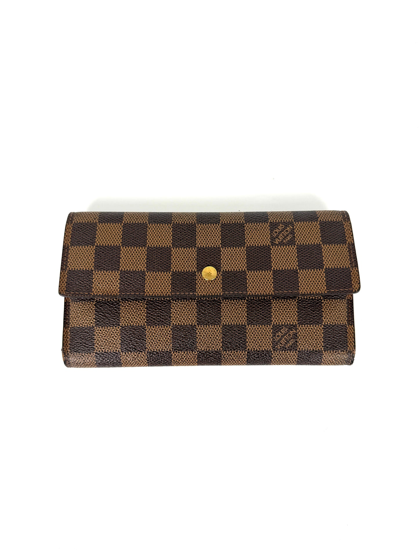 LOUIS VUITTON Damier Ebene Sarah Long Flap Canvas Wallet