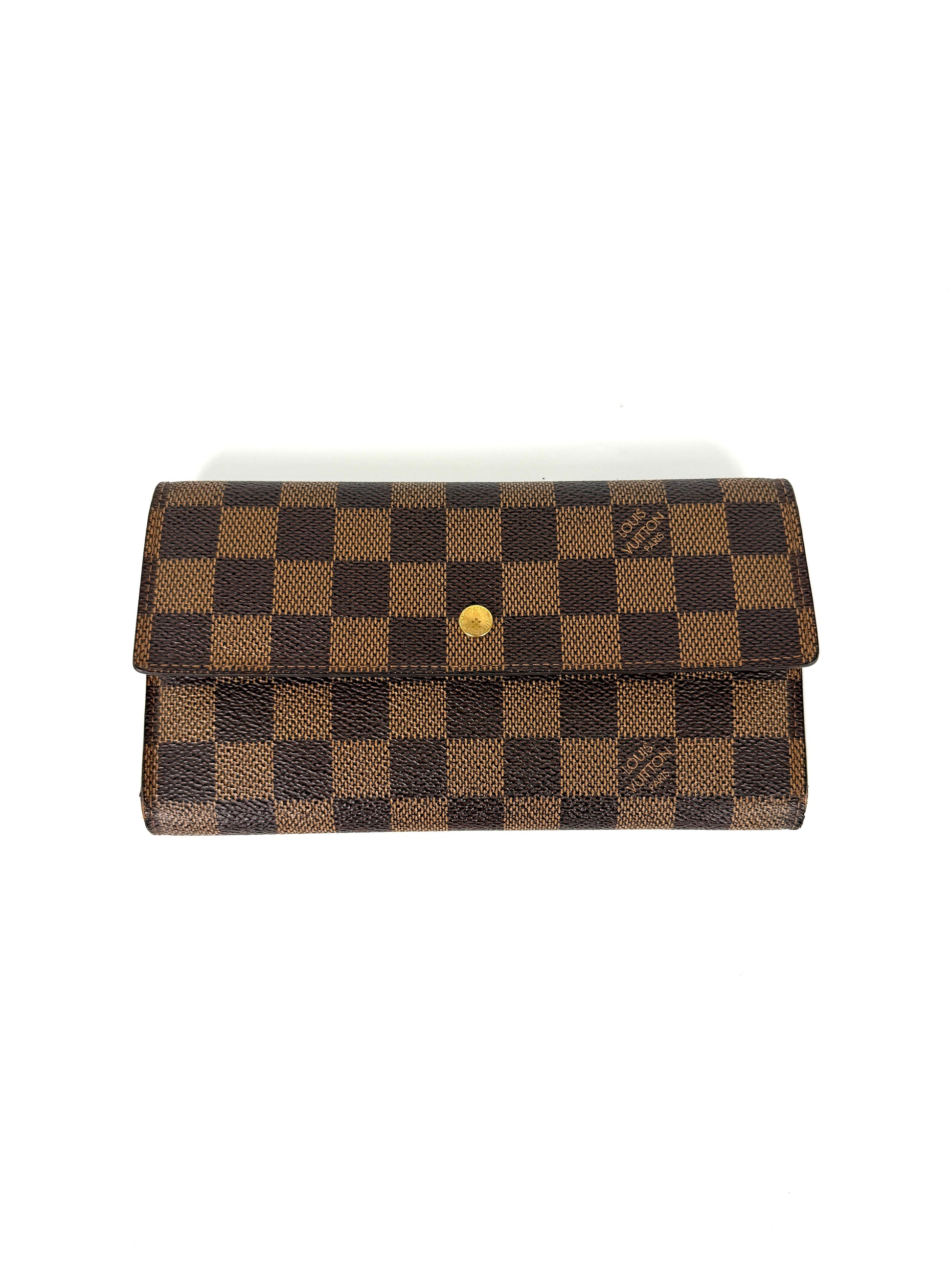 LOUIS VUITTON Damier Ebene Sarah Long Flap Canvas Wallet