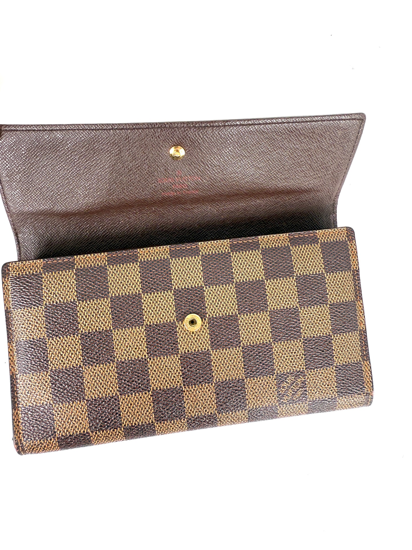 LOUIS VUITTON Damier Ebene Sarah Long Flap Canvas Wallet