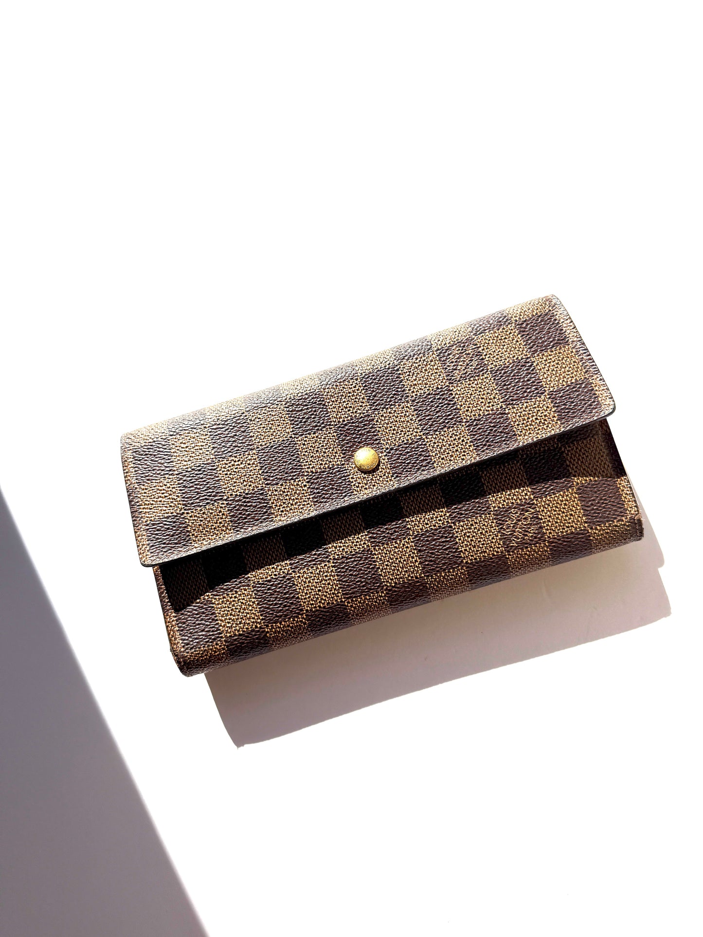 LOUIS VUITTON Damier Ebene Sarah Long Flap Canvas Wallet
