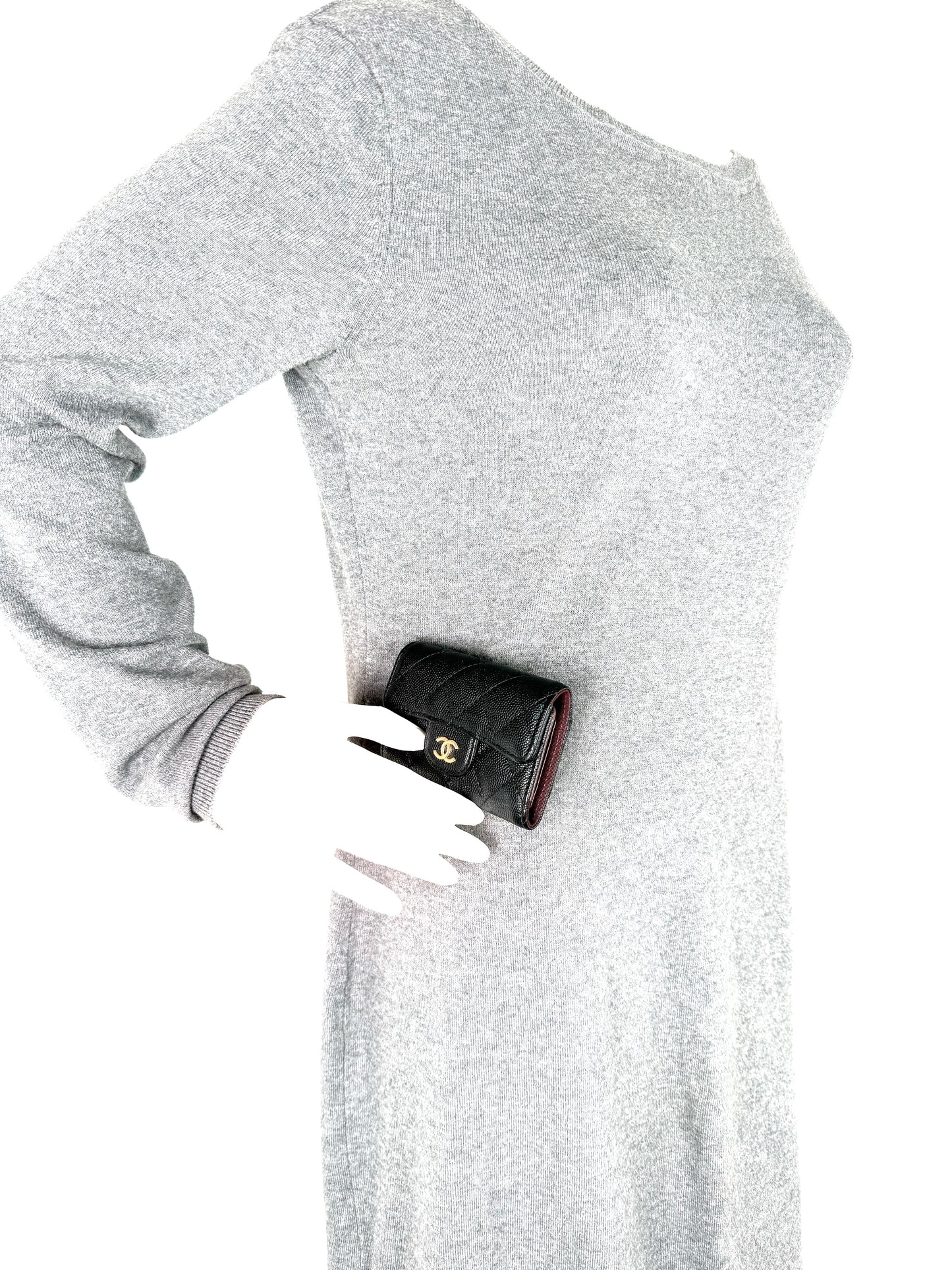 CHANEL Black 4 O-Key CC Quilted Caviar Leather Flap Holder Pouch 