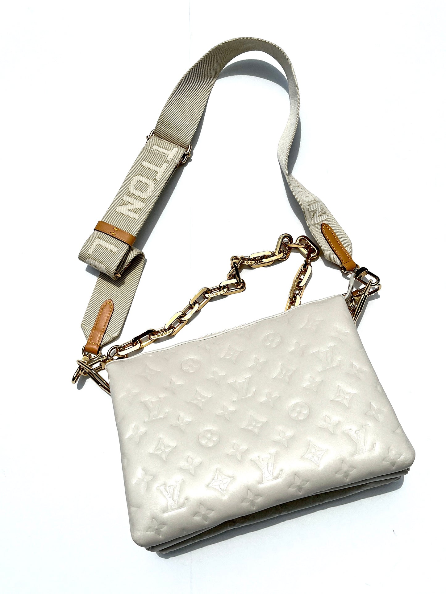 Louis Vuitton Coussin Cream Embossed Leather PM Bag