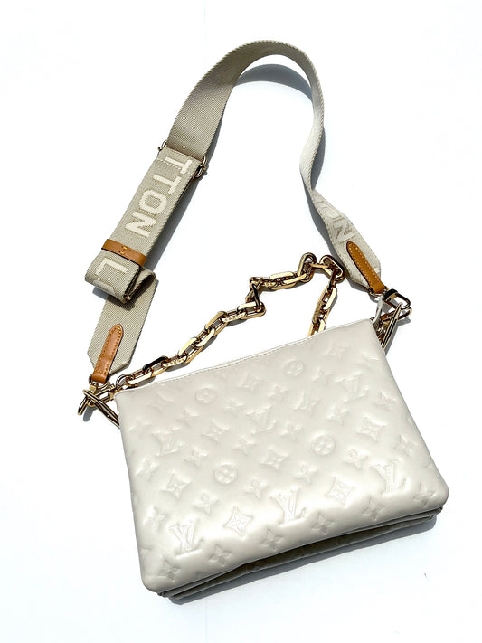 Louis Vuitton Coussin Cream Embossed Leather PM Bag