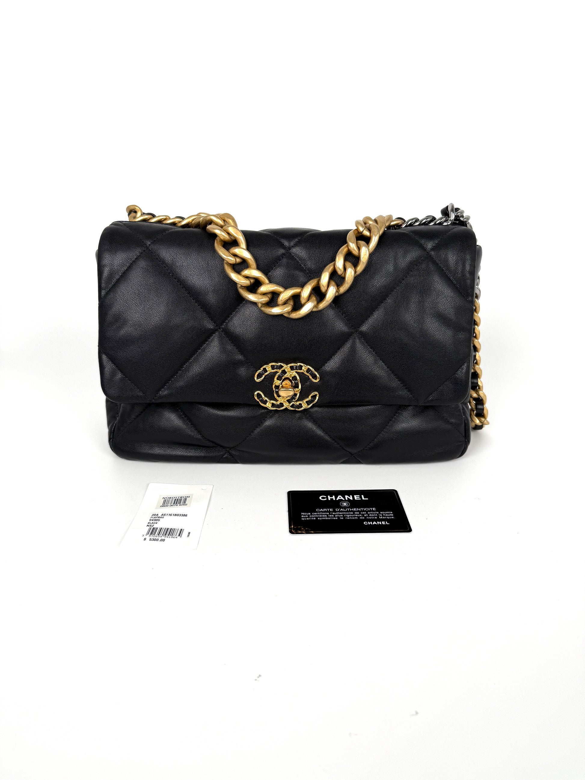 CHANEL 19 2020 Large Black Quilted Gold Hardware Flap Bag