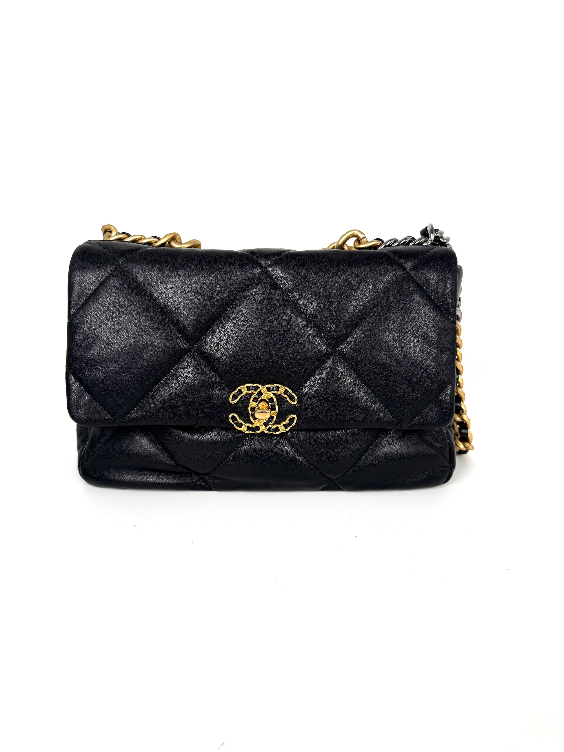 CHANEL 19 2020 Large Black Quilted Gold Hardware Flap Bag