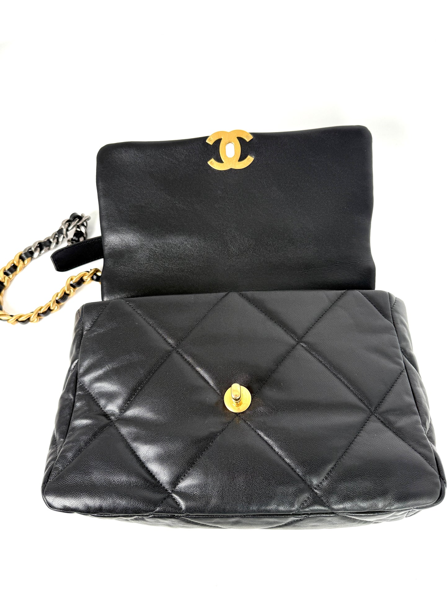 CHANEL 19 2020 Large Black Quilted Gold Hardware Flap Bag