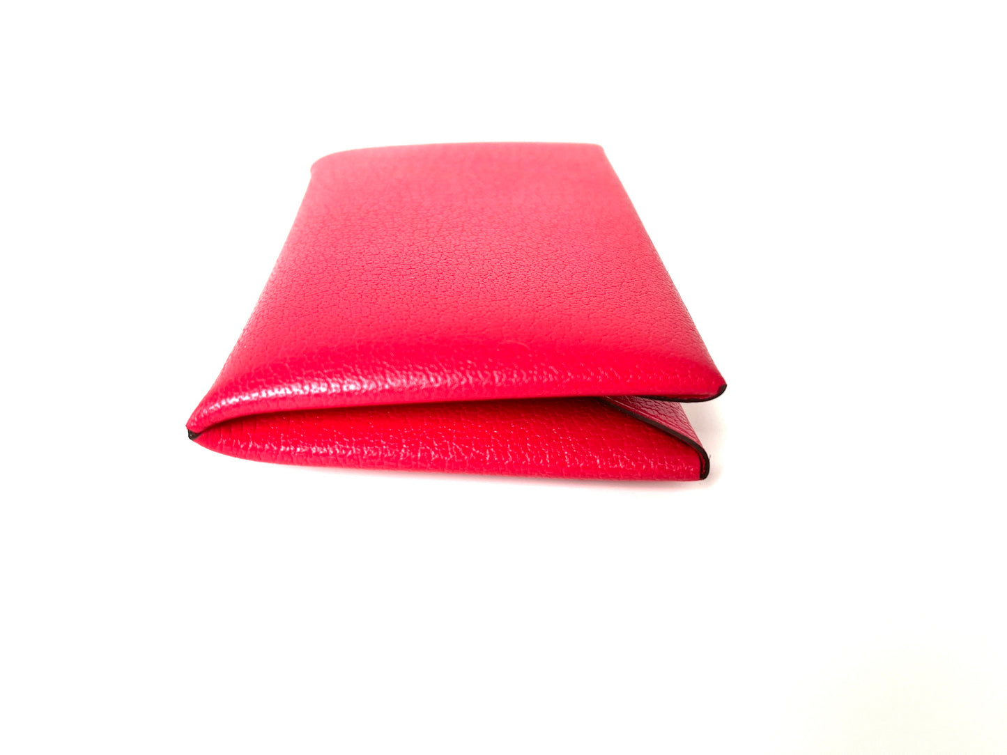 New HERMES Calvi Card Holder Case Rose Extreme Pink Chèvre Chamkila