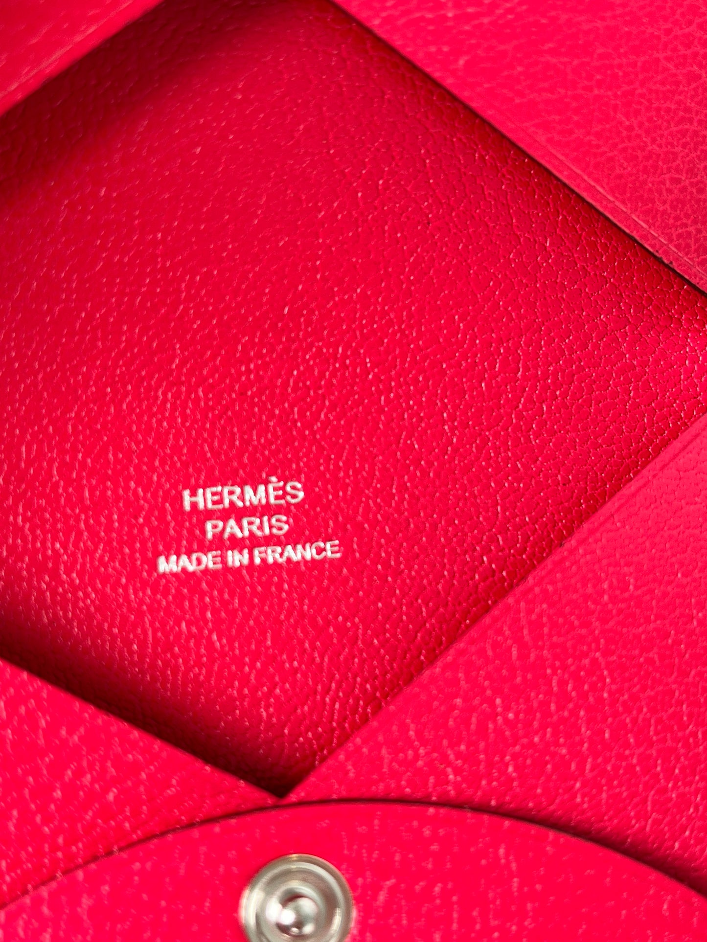 New HERMES Calvi Card Holder Case Rose Extreme Pink Chèvre Chamkila