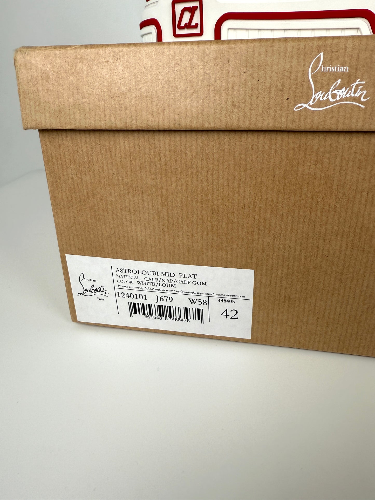 CHRISTIAN LOUBOUTIN Men's White Red Astroloubi Spike Mid Top Leather Sneakers 42, 9US NIB