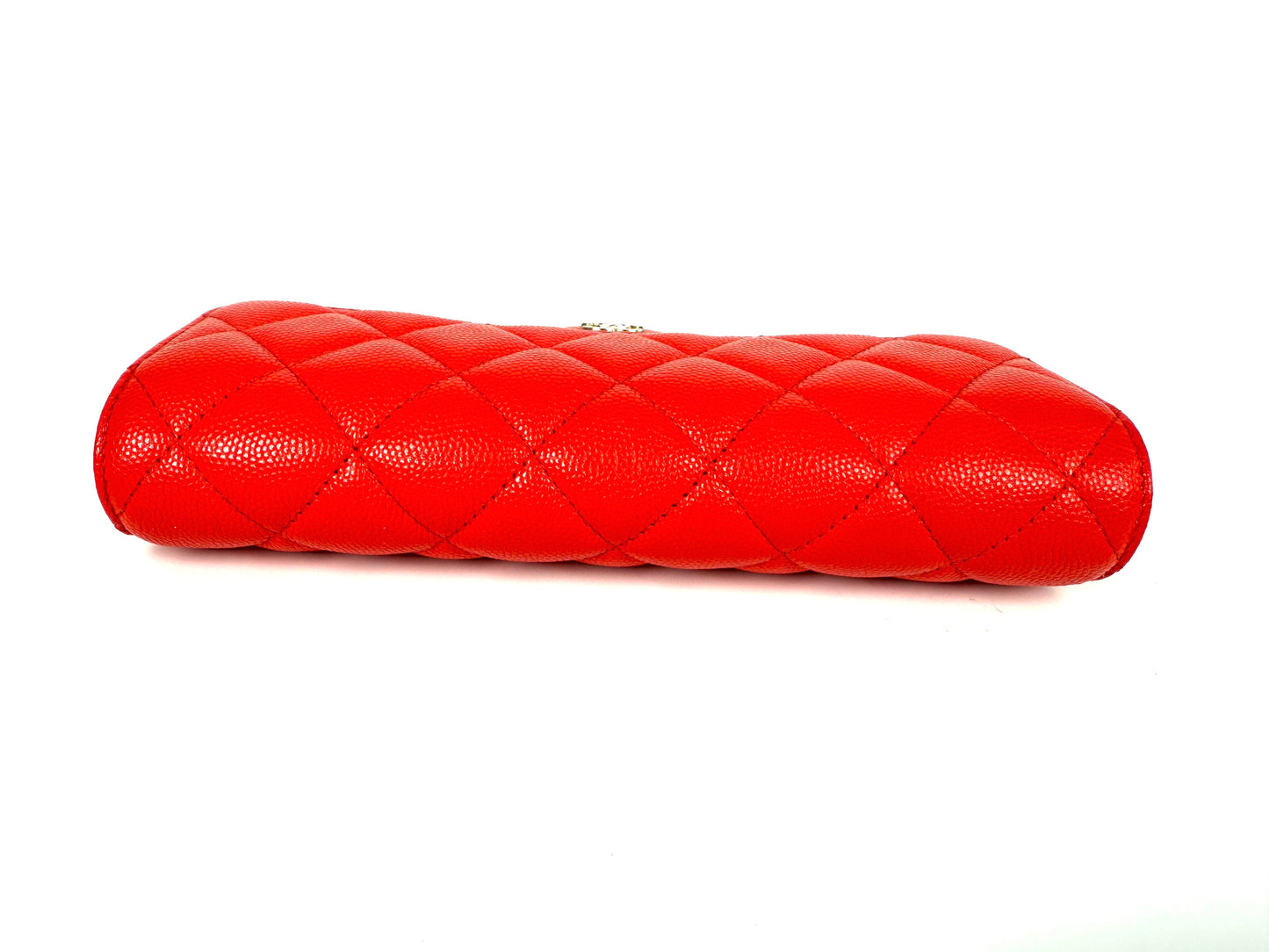 CHANEL Red Quilted Caviar Flap CC Long Gusset Continental Wallet