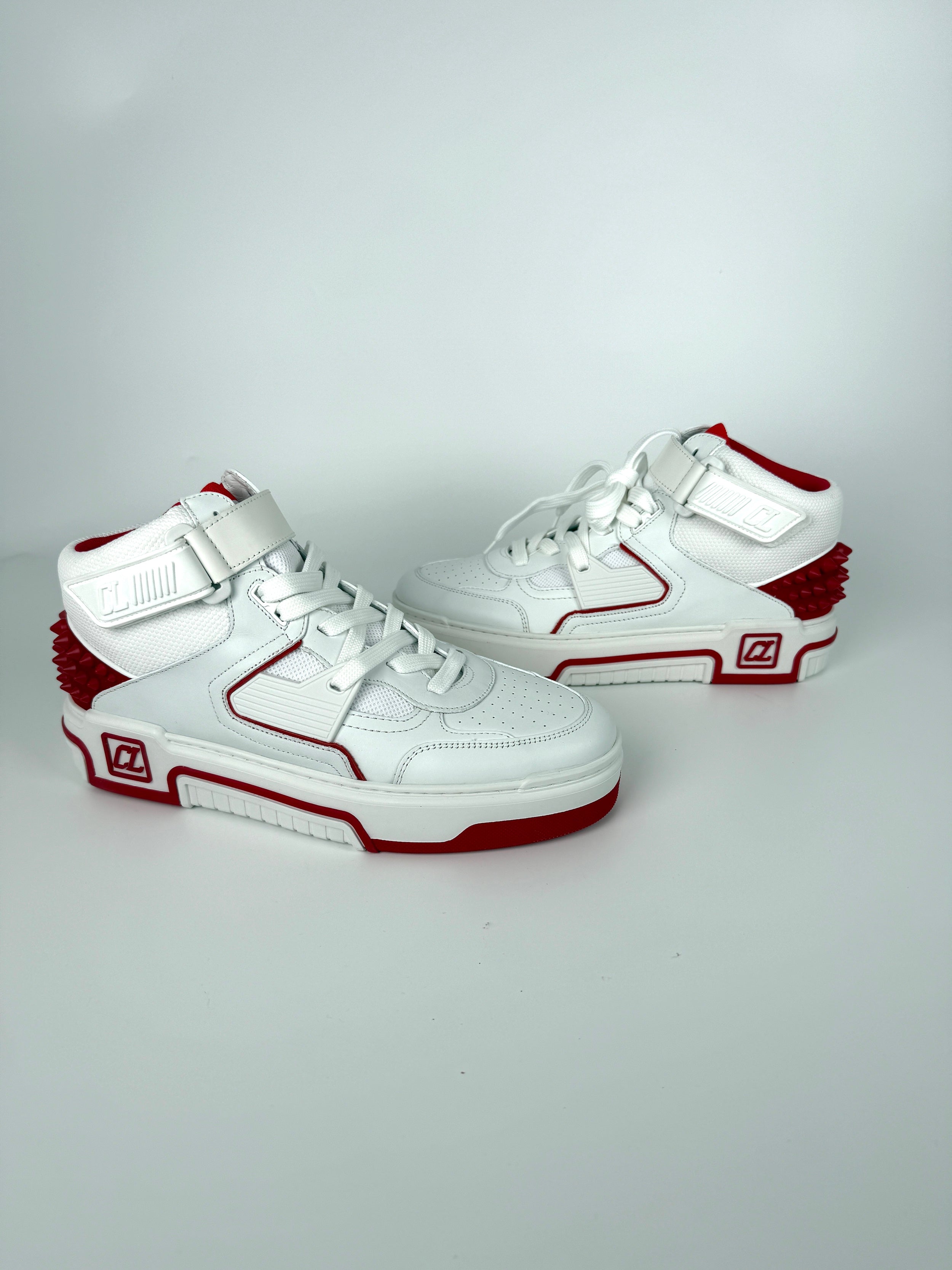 CHRISTIAN LOUBOUTIN Men's White Red Astroloubi Spike Mid Top