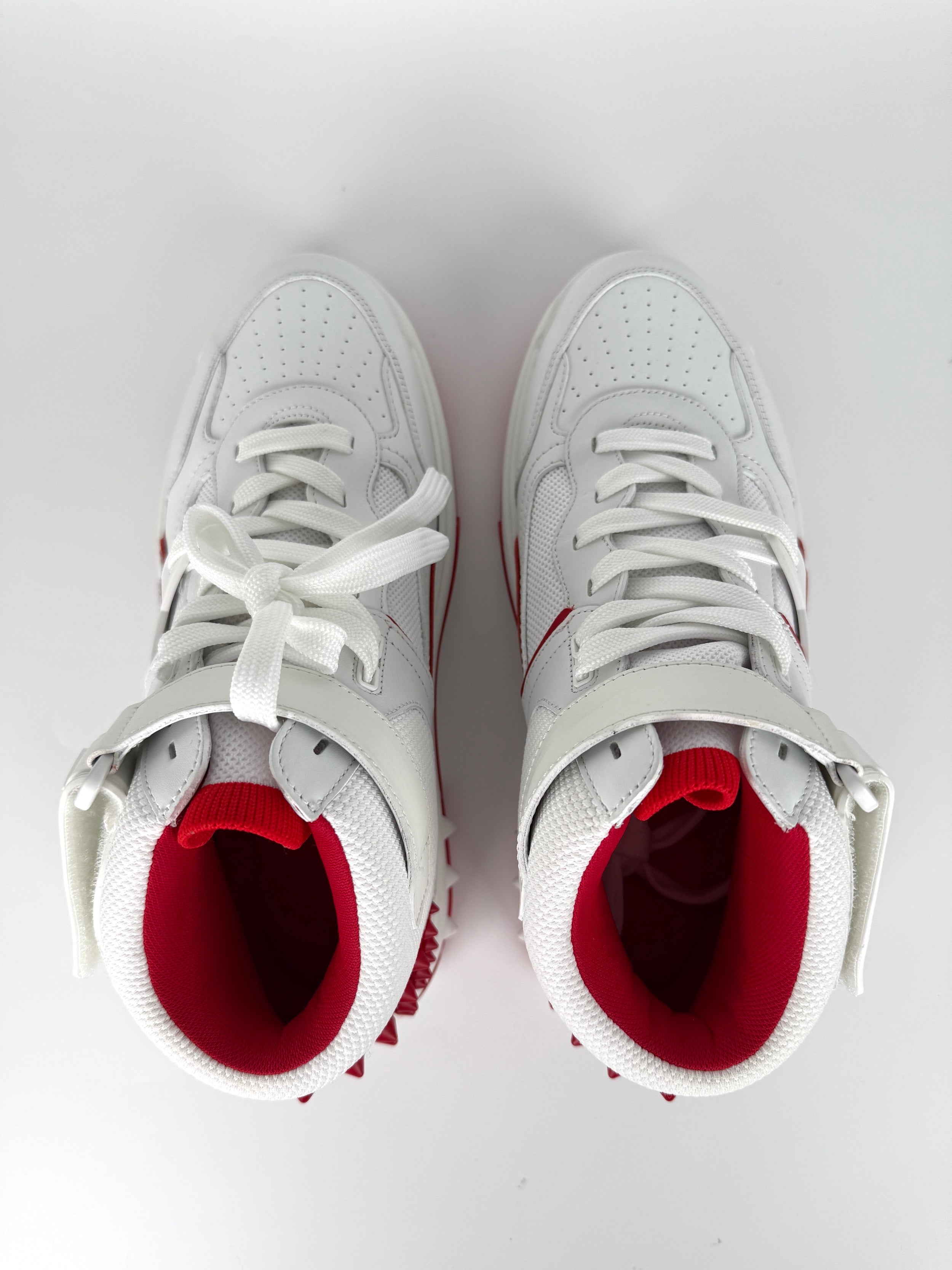 CHRISTIAN LOUBOUTIN Men's White Red Astroloubi Spike Mid Top