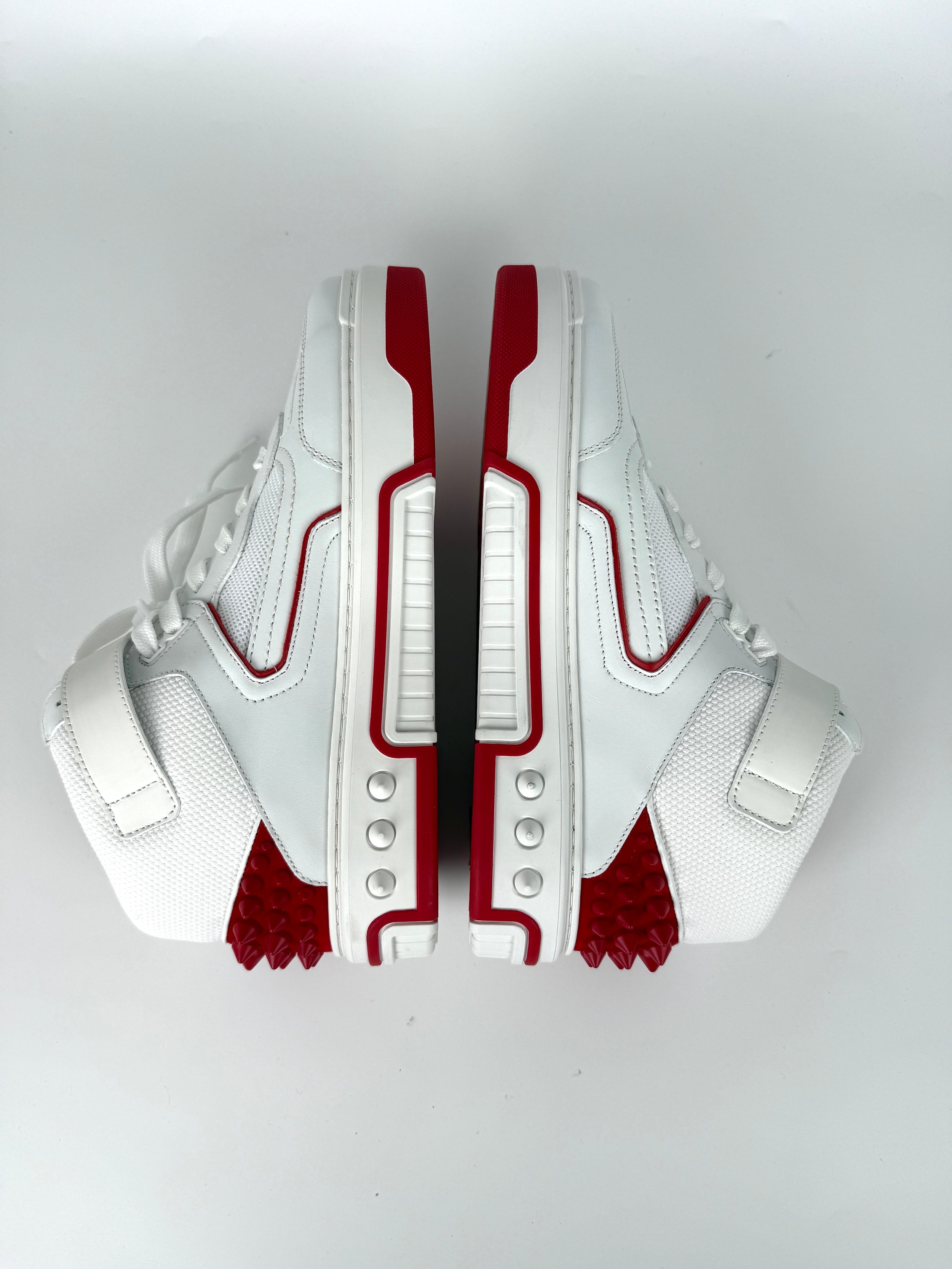 CHRISTIAN LOUBOUTIN Men's White Red Astroloubi Spike Mid Top